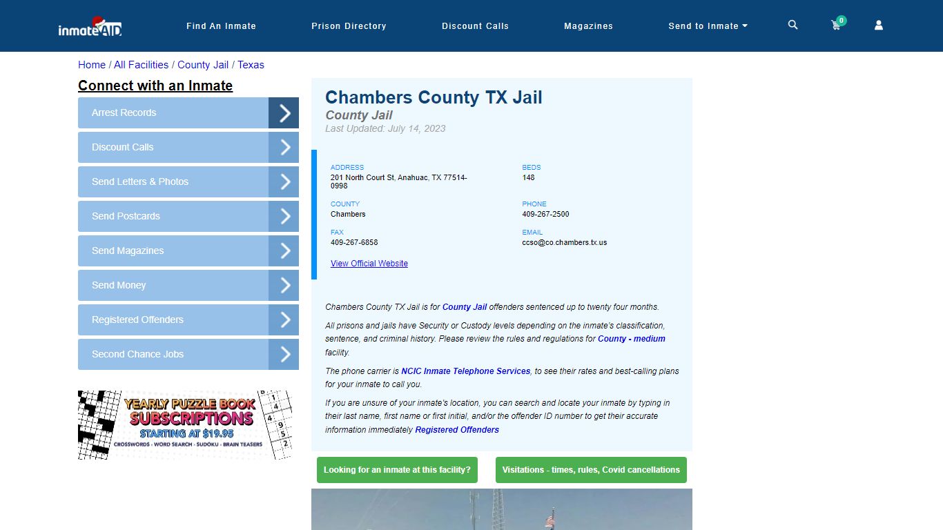 Chambers County TX Jail - Inmate Locator - Anahuac, TX